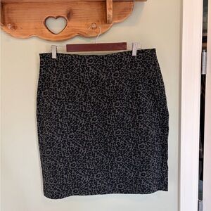 LOFT Charcoal Leopard Pencil Skirt